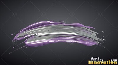 Thick purple paint stroke with a shiny silver center on dark gray setting