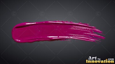 Thick magenta paint sweeps horizontally across a dark gray background with glossy white highlights