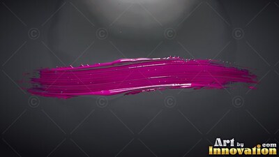 A single swipe of glossy magenta paint stretches across a gray background