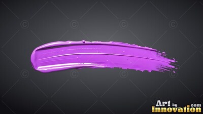 A purple brushstroke sweeps on dark gray with smooth highlights along its ridged surface