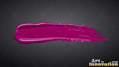 Stretched horizontally on a gray surface, a glossy stroke of purple paint shines