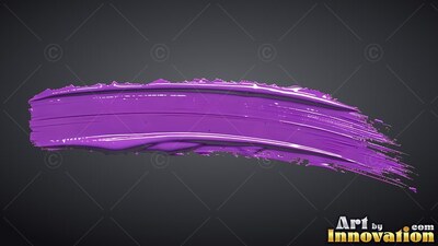 Thick ridges define a glossy purple streak of paint across a deep gray background