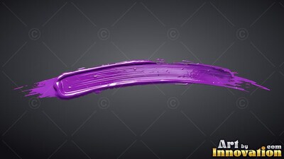 Curving horizontally over a dark gray backdrop, a shiny purple paint stroke