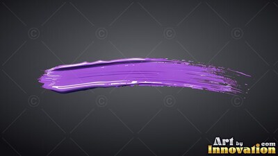 A thick curved stroke of purple paint on black