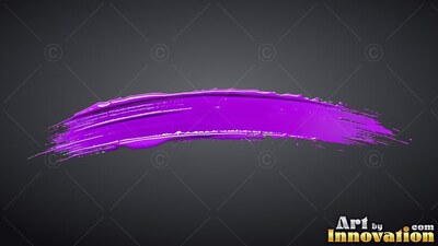 A curved violet-toned paint stroke sweeps across black with glossy white highlights