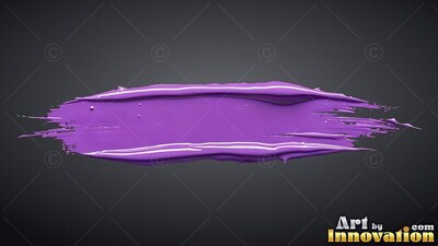 A horizontal streak of wet purple paint with white highlights on dark gray