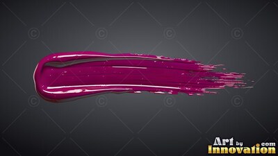 On a dark gray backdrop, a single streak of glossy raspberry paint sweeps across
