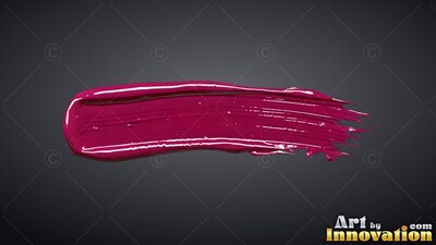 Thick raspberry paint stroke on a dark gray surface