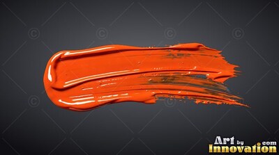 Thick orange paint stroke through dark gray