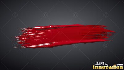 Thick crimson paint stroke across a charcoal gray background