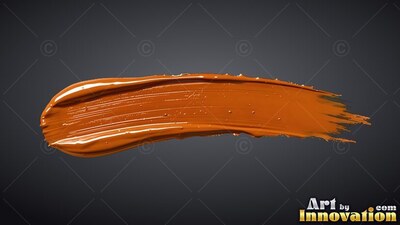 Thick orange paint smeared across deep gray background