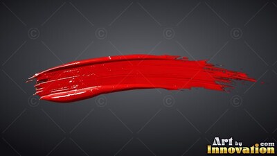 A single thick streak of wet crimson paint on a dark gray backdrop