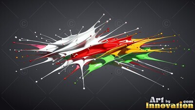 Splashes of white, red, yellow and green liquid