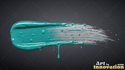 Horizontal sweep of teal paint swept over a dark gray background