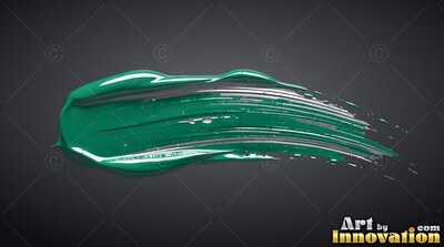 Sweeping across dark gray, a thick smear of wet teal paint shows bristle lines