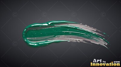 Glossy ridged texture defines a horizontal teal brush stroke against dark gray
