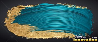 Swept horizontally across black, textured teal paint with gold edges