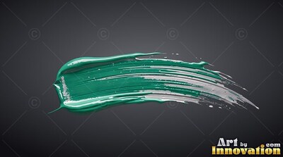 Brushstroke of teal paint swept over dark gray surface