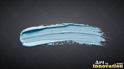 Thick ridges of glossy light teal paint sweep across a smooth plain dark gray background
