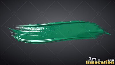Sweeping horizontally, a thick sweep of teal paint gleams over a dark background