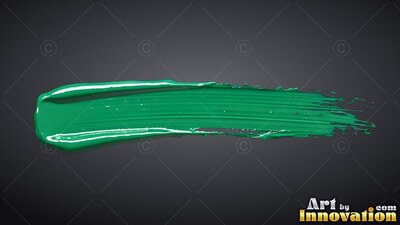 A thick stroke of green wet paint on a dark gray backdrop