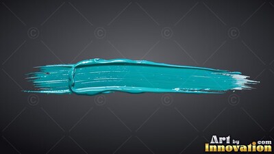 Bristled ridges shape a single teal paint streak across a plain dark gray surface