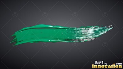 On a dark slate background, a rich teal paint stroke sweeps horizontally