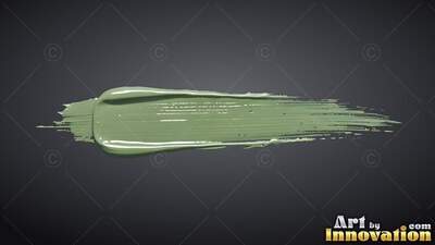 Thick green paint stroke across a dark gray background