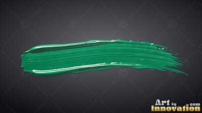 A horizontal stroke of glossy emerald green paint on a dark gray backdrop