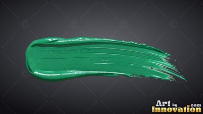 Sweeping horizontally across dark gray, a thick brushstroke of teal paint tapering to the right