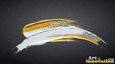 Thick yellow and white paint smear along a dark background