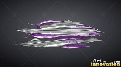 Thick strokes of purple and silver paint layered on a dark background