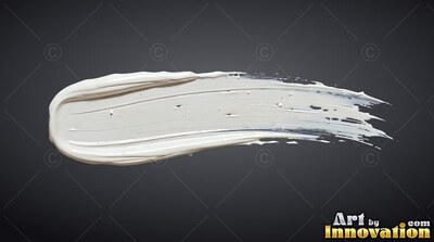Thick smear of white paint over a dark gray background