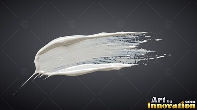 Sweeping horizontally across dark space, thick white cream smudges into streaks