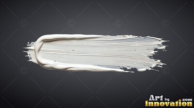 Broad white paint stroke on a deep gray background