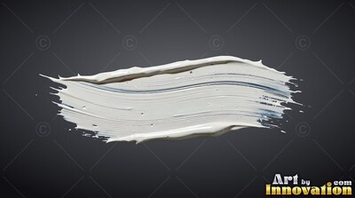 A thick smear of chalky white paint across a deep gray background