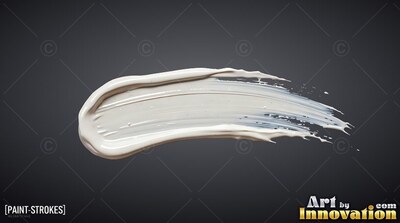 Ridged creamy texture of a thick white paint stroke swept along a deep gray background