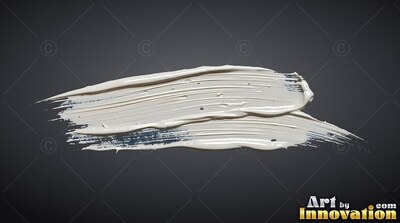 A thick horizontal streak of off-white paint across a dark gray setting