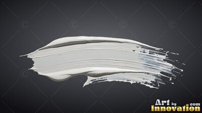 Thick streak of white paint on a dark gray surface