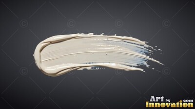 Thick ridged edges form a single off-white paint smear across a dark gray setting