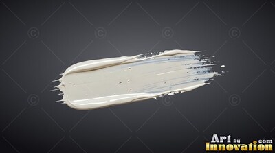Angled slightly upward across dark gray, a smear of wide white paint