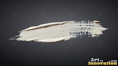Streaking across dark gray, a thick smear of off-white paint shows bristle marks