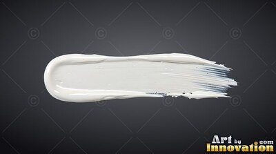 A thick swipe of glossy white paint smeared across a deep gray background