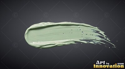 Thick pale green paint smear across deep gray background