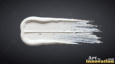 A thick horizontal smear of white paint with rough streaks across a dark background