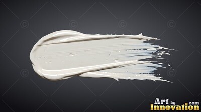 Thick smear of white cream smeared horizontally on black