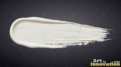 Sweeping across dark gray, a thick smear of white cream fades into brush marks