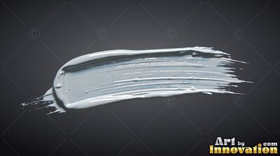 A single thick smear of chalky white paint along a dark gray surface
