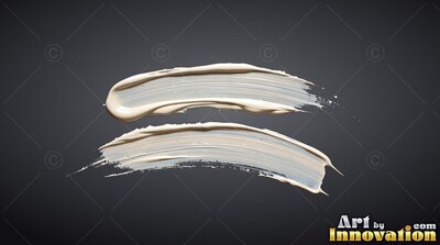 Two thick strokes of off-white paint on a dark background