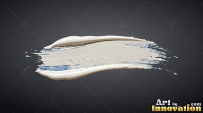 Stretched level across a dark backdrop, a wide white paint smear
